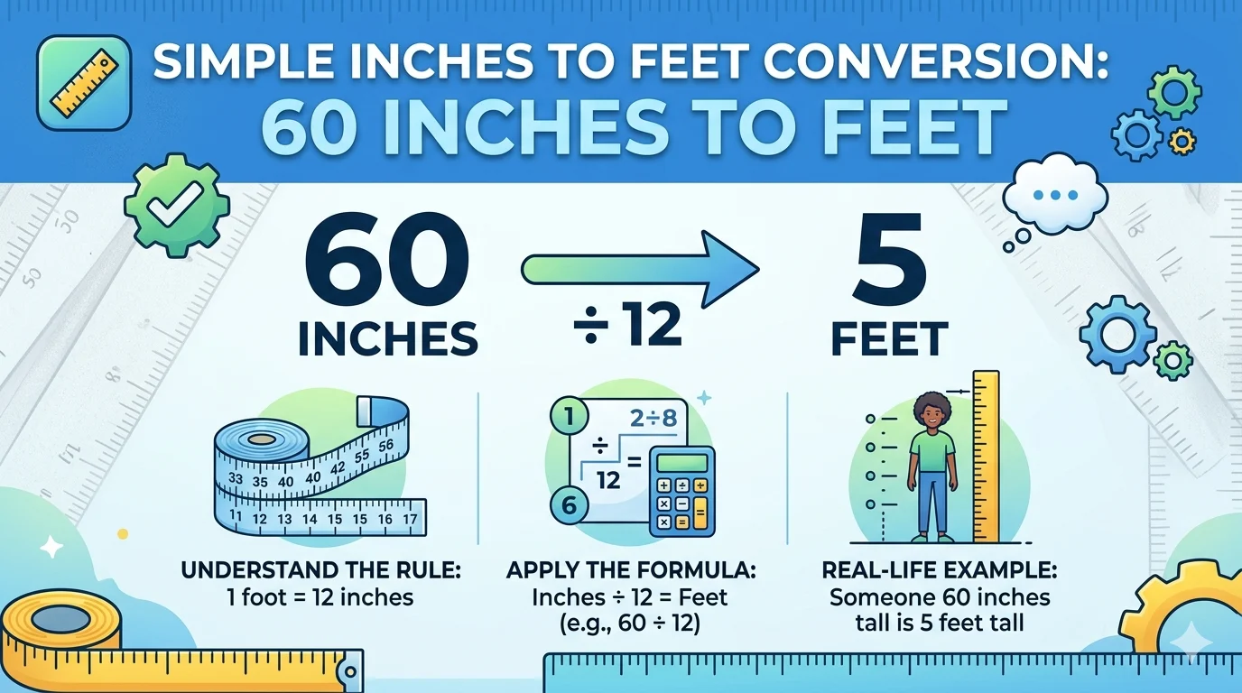 Infographic showing that how,nany inches are in 5 feet
