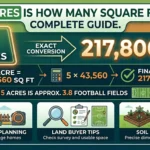 Unko graphic showing that 5 acres is how many square feet equal to