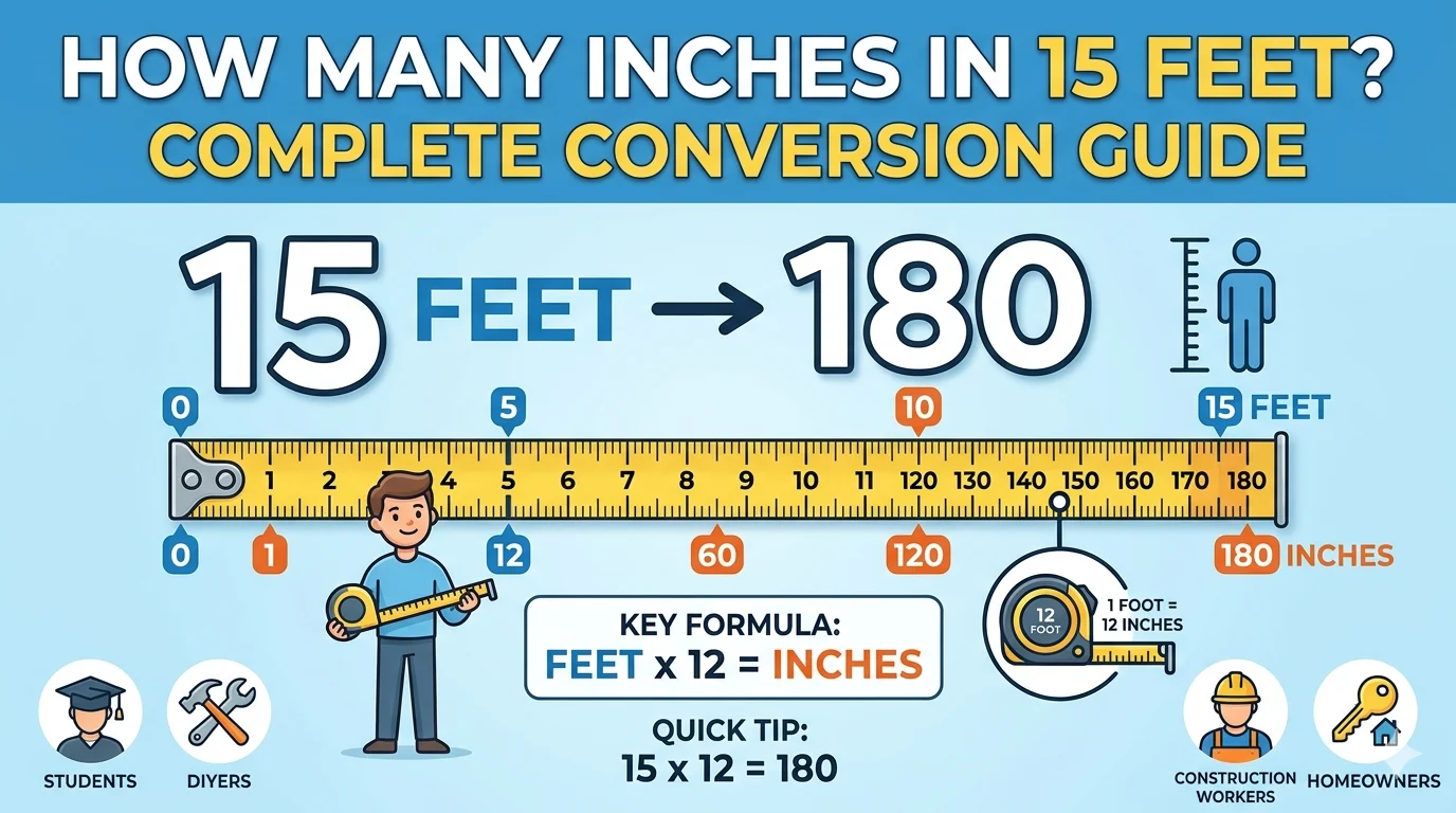 Inko graphic showing that How Many Inches in 15 Feet? Easy Conversion Guide