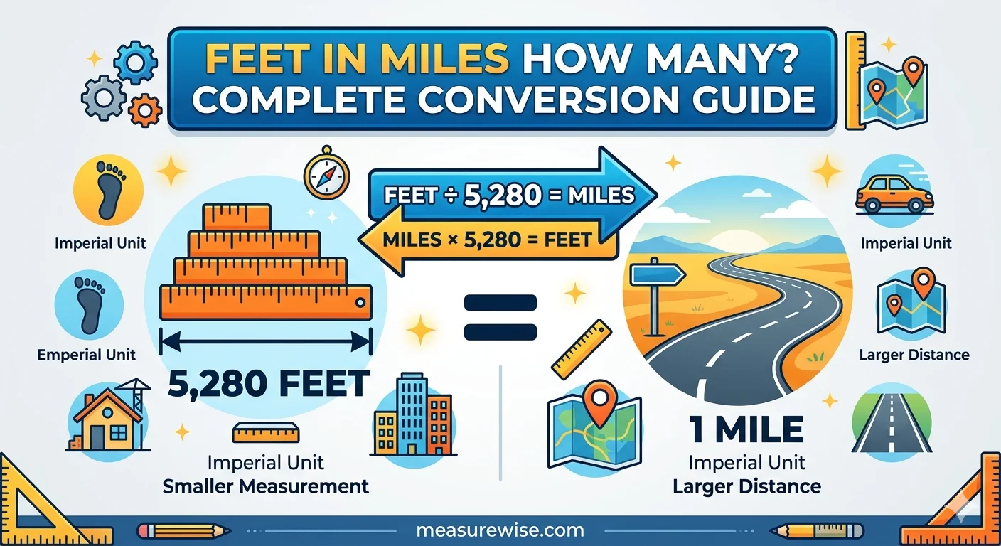 Inographic is showing that Feet in Miles How Many? Complete