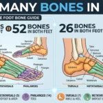 Infographic is showing that How Many Bones in Feet? Foot bones guide