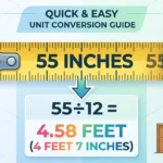 infographic is showing that 55 Inches Is How Many Feet?
