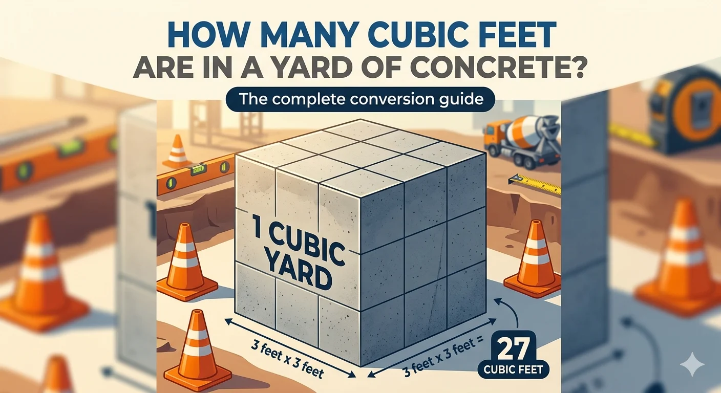 Infographic is showing that How Many Cubic Feet Are in a Yard of Concrete?