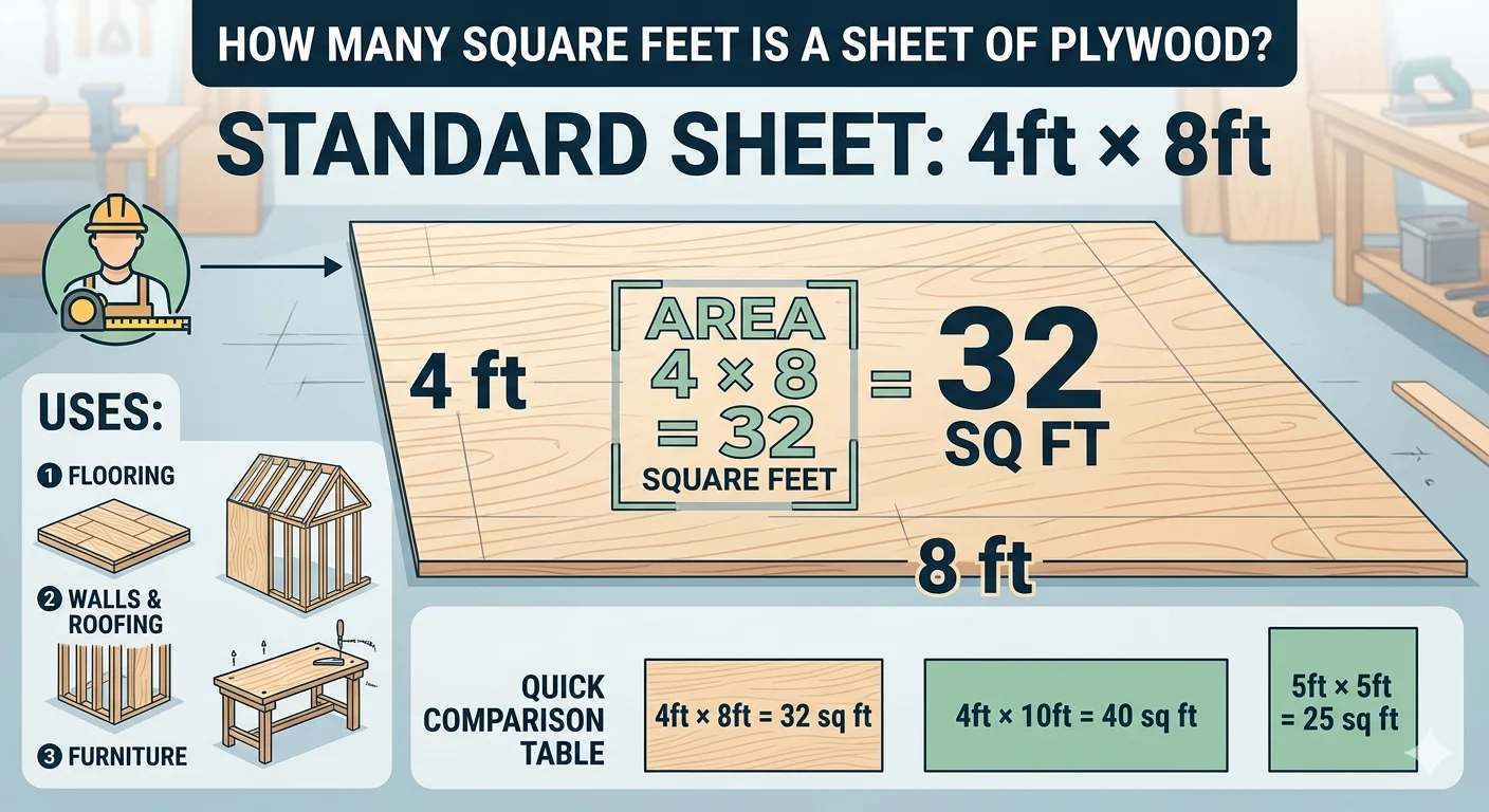 Infographic is showing that How Many Square Feet Is a Sheet of Plywood?