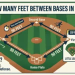 Infographic is showing tha How Many Feet Between Bases in Baseball? Complete Guide