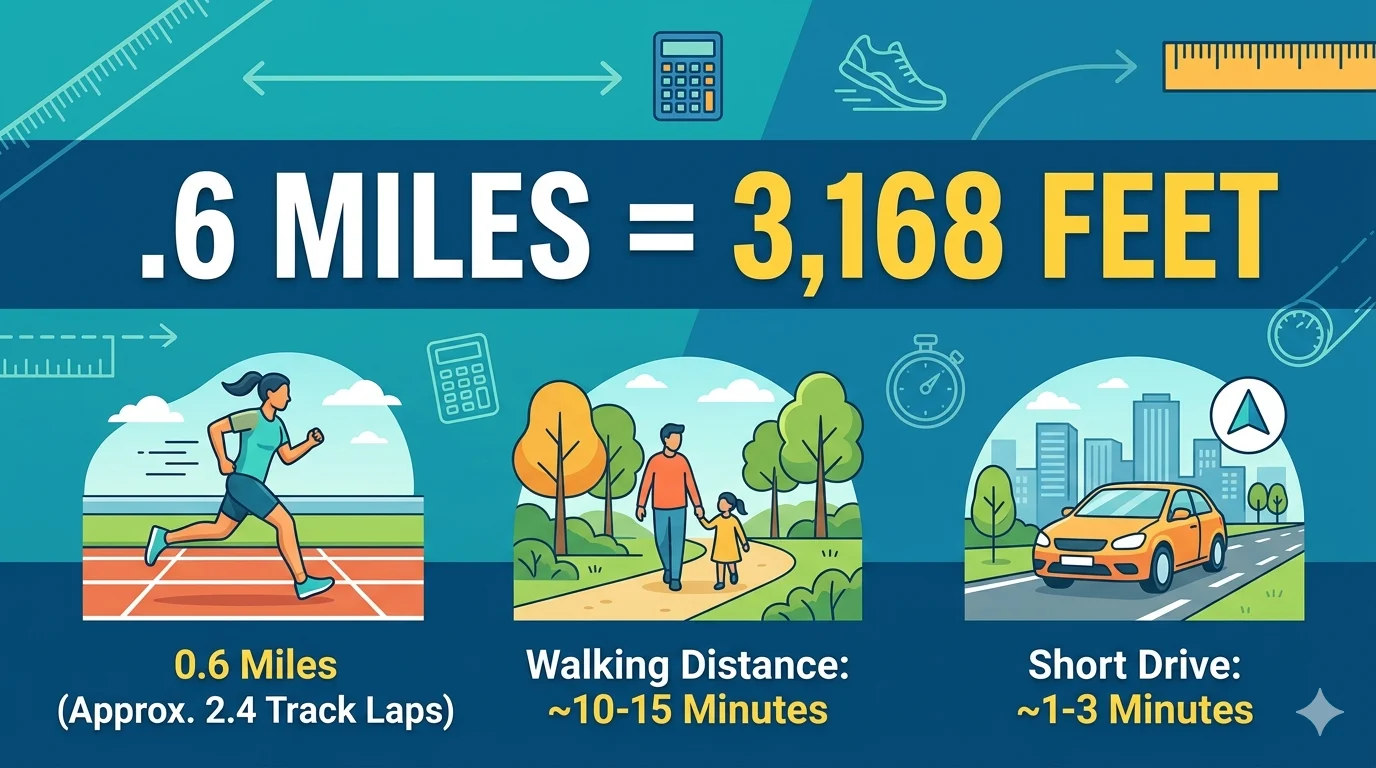Infographic is showing that How mony feet is 0.6 miles?