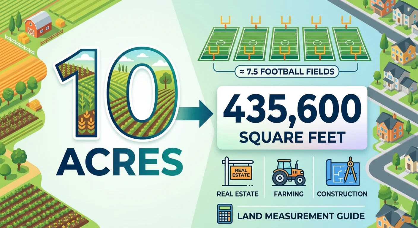 Inographic is showing that How many square feet in 10 acres?