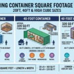 infographic is showing that How Many Square Feet Is a Shipping Container? URL Slug: