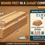 H infographic is showing that ow Many Board Feet in a 2x4x8? Full Calculation Guide