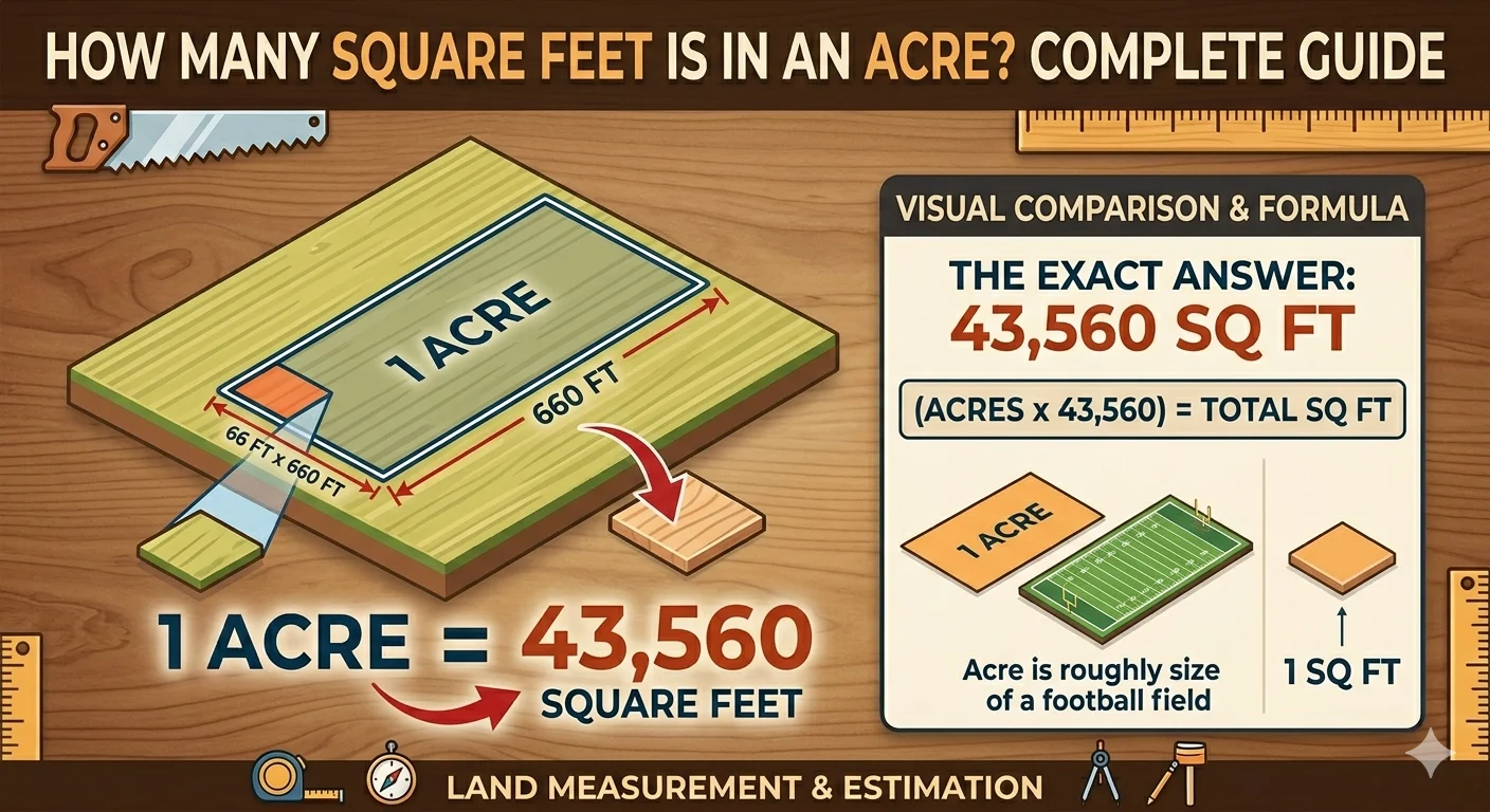 Infographic is showing that How Many Square Feet Is in an Acre? Explained Clearly