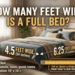 Infographic is showing that bHow Many Feet Wide Is a Full Bed? Complete Size Guide