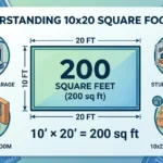 Inofgraphic is showing that vHow Many Square Feet Is 10x20? Easy Size Guide