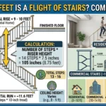 Infographic is showing that How Many Feet Is a Flight of Stairs? Complete Guide
