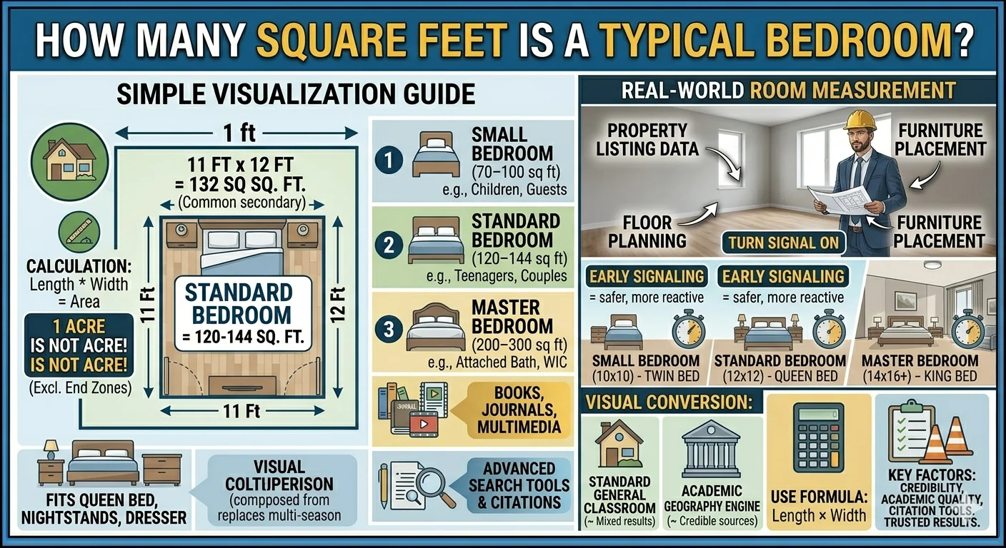 Infographic is showing that bHow Many Square Feet Is a Typical Bedroom?