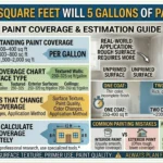 Infographic is showing that How Many Square Feet Will 5 Gallons of Paint Cover?