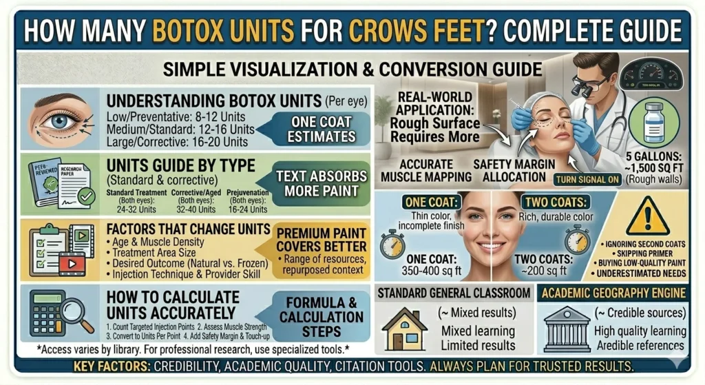 Hi infographic is showing that How Many Botox Units for Crows Feet? Complete Guide
