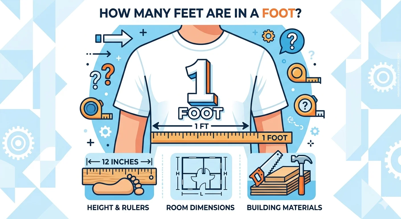 Infographic is drawing that How Many Feet Are in a Foot? Simple Explanation