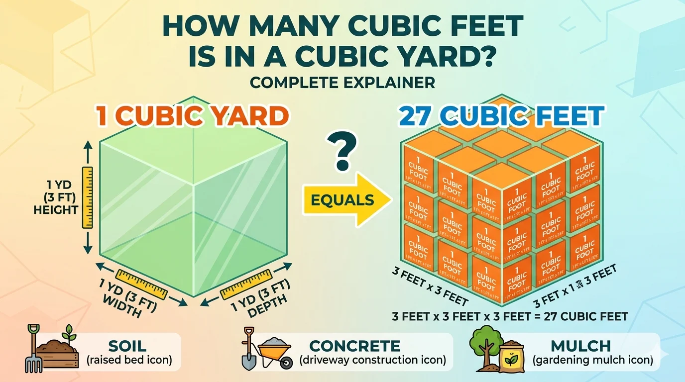 Infographic is showing that how-many-cubic-feet-is-in-a-cubic-yard