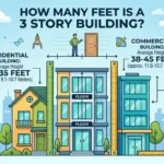 Infographic is showing that How Many Feet Is a 3 Story Building? Average Height Explained