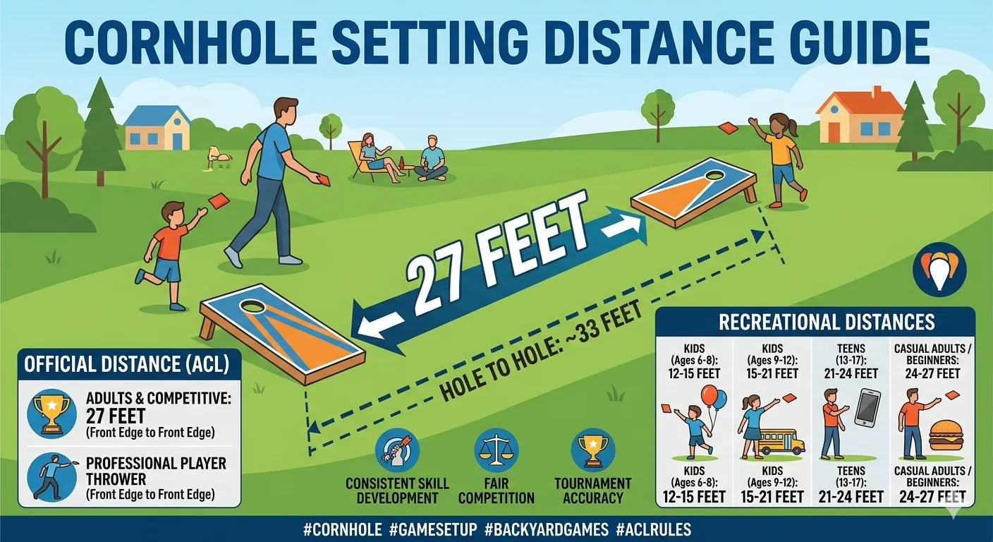I'm so graphic is showing that How Many Feet Is a Cornhole Board Away?