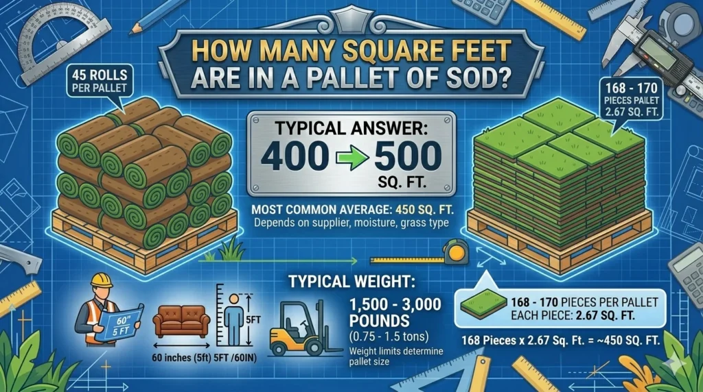 Infographic is showing that How Many Square Feet Are in a Pallet of Sod?