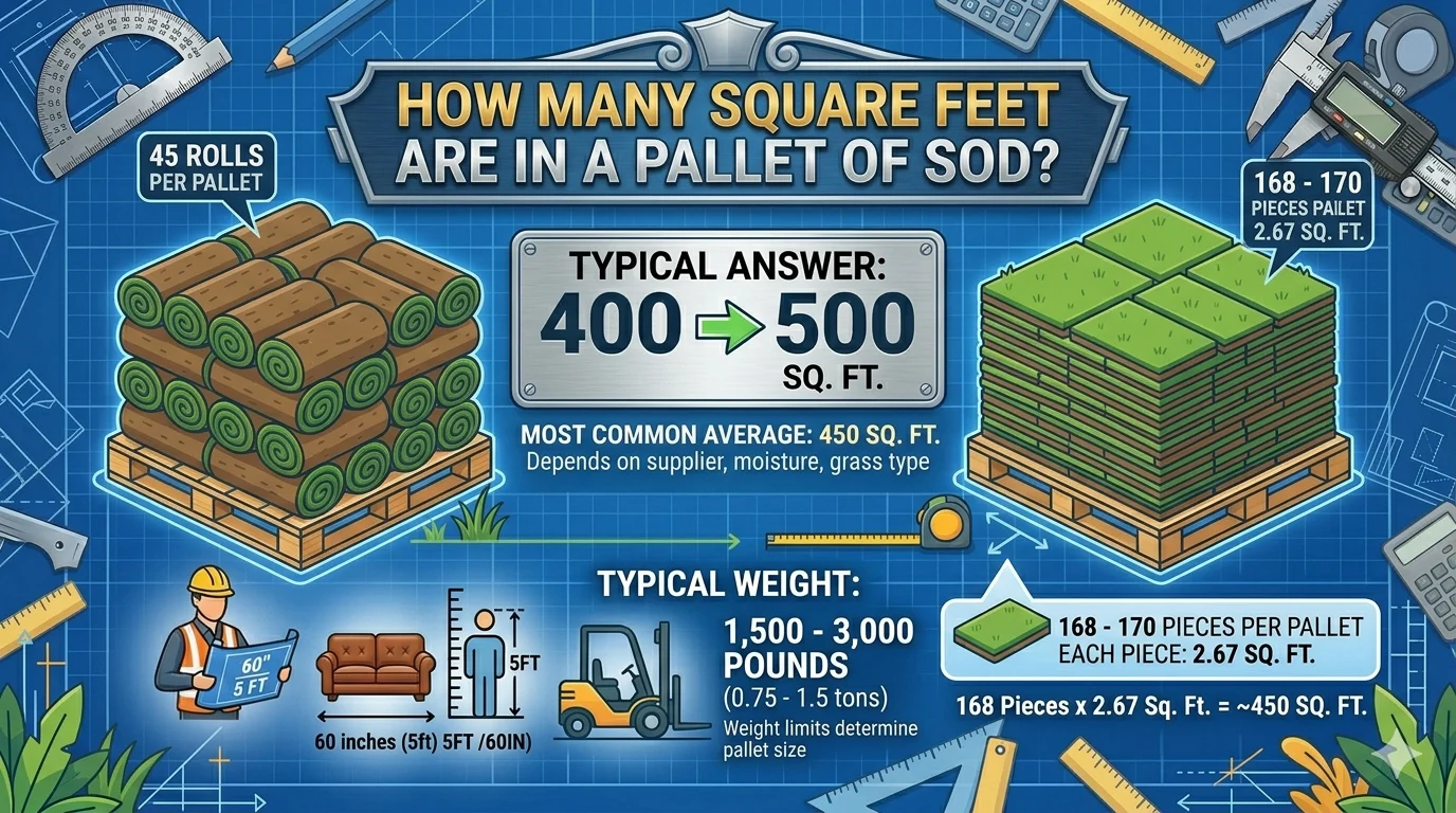 Infographic is showing that How Many Square Feet Are in a Pallet of Sod?