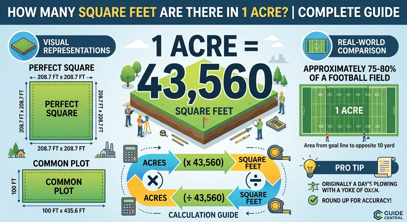 Infographic is showing that How Many Square Feet Are There in 1 Acre? Complete Guide