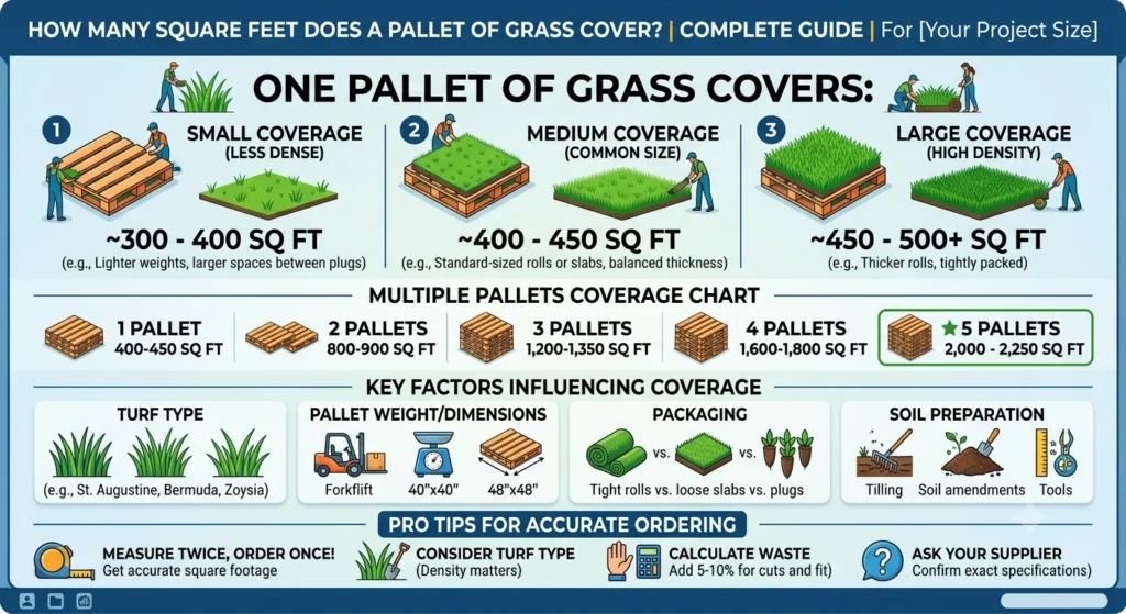Infographic is showing that How Many Square Feet Does a Pallet of Grass Cover?