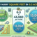 Infographic is showing that How Many Square Feet in .3 Acres? Easy Conversion Guide