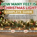Infographic is showing that How Many Feet is 100 Christmas Lights? Complete Guide