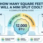 Infographic is showing that How Many Square Feet Will a Mini Split Cool