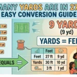 Infographic is showing that How Many Yards Are in 27 Feet? Easy Conversion Guide