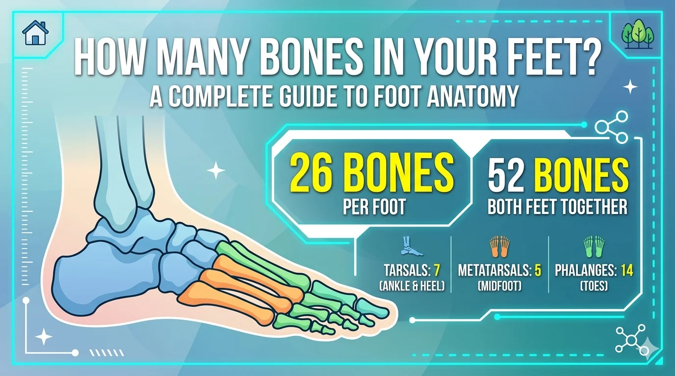 Infographic is showing that How Many Bones in Your Feet? Complete Guide