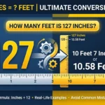 Infographic is showing that How Many Feet is 127 Inches?