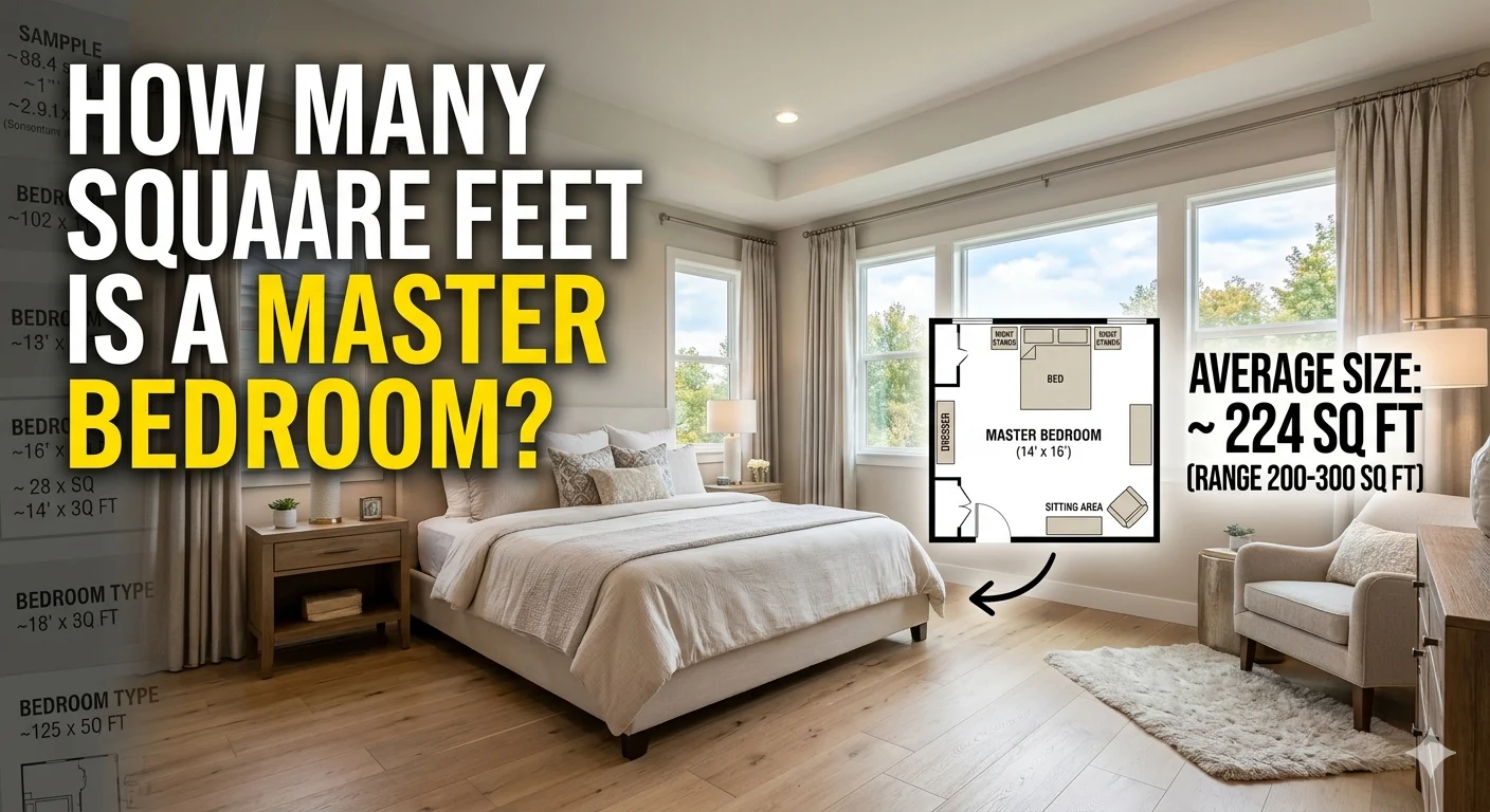 I nfographic is showing that How Many Square Feet Should a Master Bedroom Be?