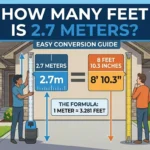 Infographic is showing that How Many Feet Is 2.7 Meters? Easy Conversion Guide