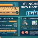 Infographic is showing that 61 Inches Is How Many Feet? Exact Conversion Explained