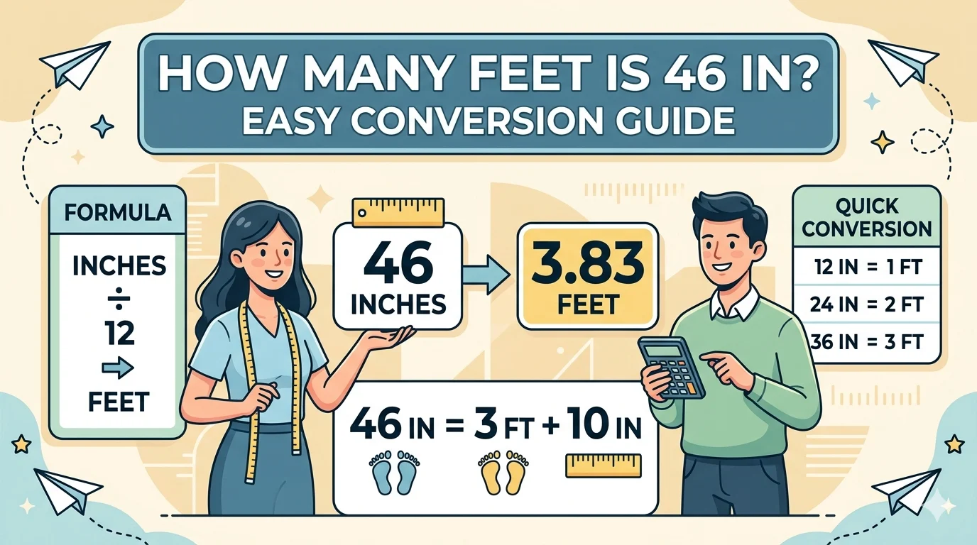 Infographic is showing that How Many Feet Is 46 In? Easy Conversion Guide Hu