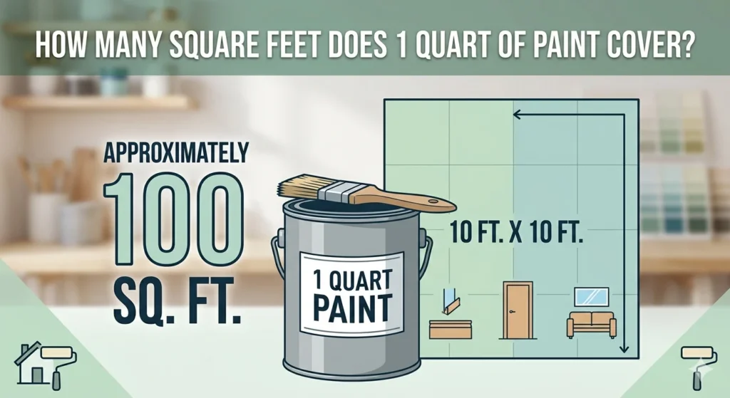Infographic is showing that bHow Many Square Feet Does 1 Quart of Paint Cover?
