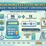 Infographic is showing that how many feet is 95 in – Easy Inches to Feet Conversion