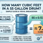 Infographic is showing that How Many Cubic Feet in a 55 Gallon Drum?