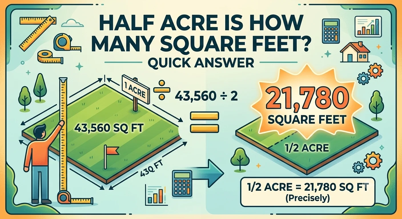 Infographic is showing that Half Acre Is How Many Square Feet? Quick Answer
