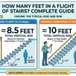 Infographic is showing that How Many Feet in a Flight of Stairs? Complete Guide
