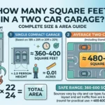 Infographic is showing that vHow Many Square Feet in a Two Car Garage? Complete Guide