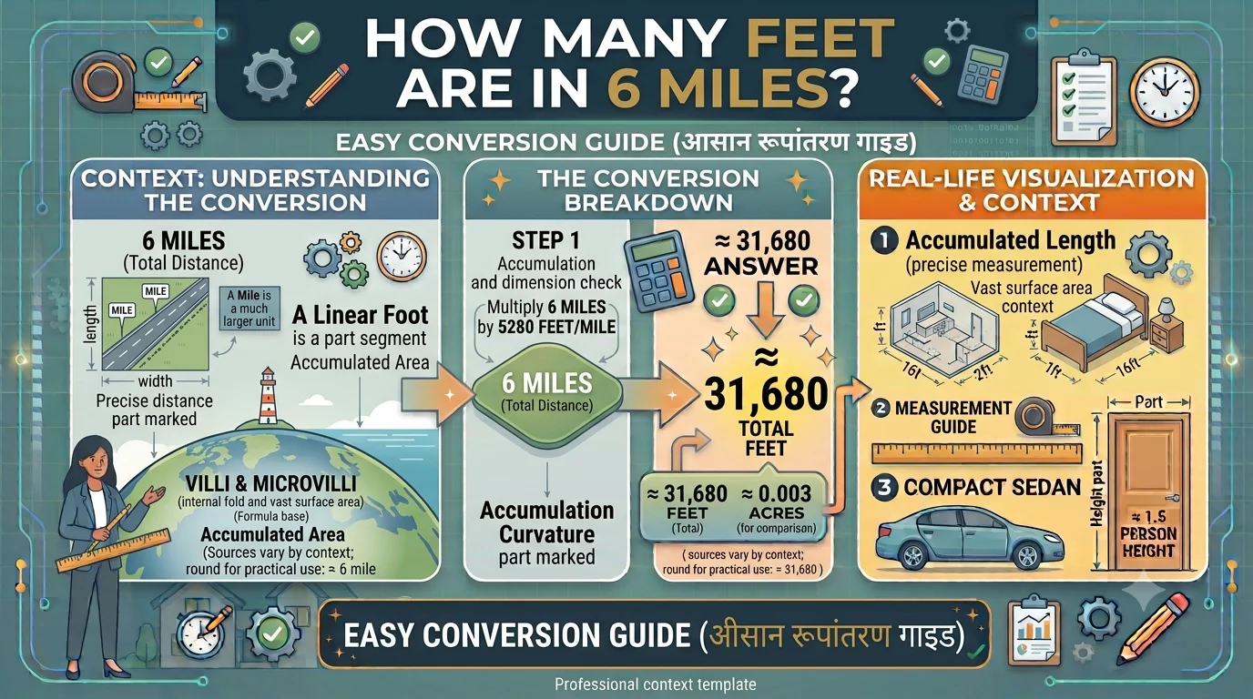 Infographic is showing that How Many Feet Are in 6 Miles? Easy Conversion Guide