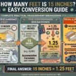 Infographic is showing that How Many Feet Is 15 Inches? Easy Conversion Guide