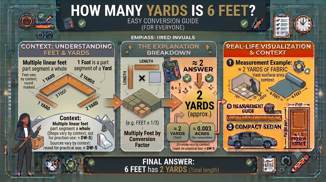Infographic is showing that toHow Many Yards Is 6 Feet? Easy Conversion Guide