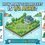 Infographic is showing that How Many Square Feet Is 1/2 Acre? Easy Conversion Guide