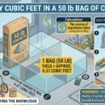 Infographic is showing that How Many Cubic Feet in a 50 lb Bag of Concrete?