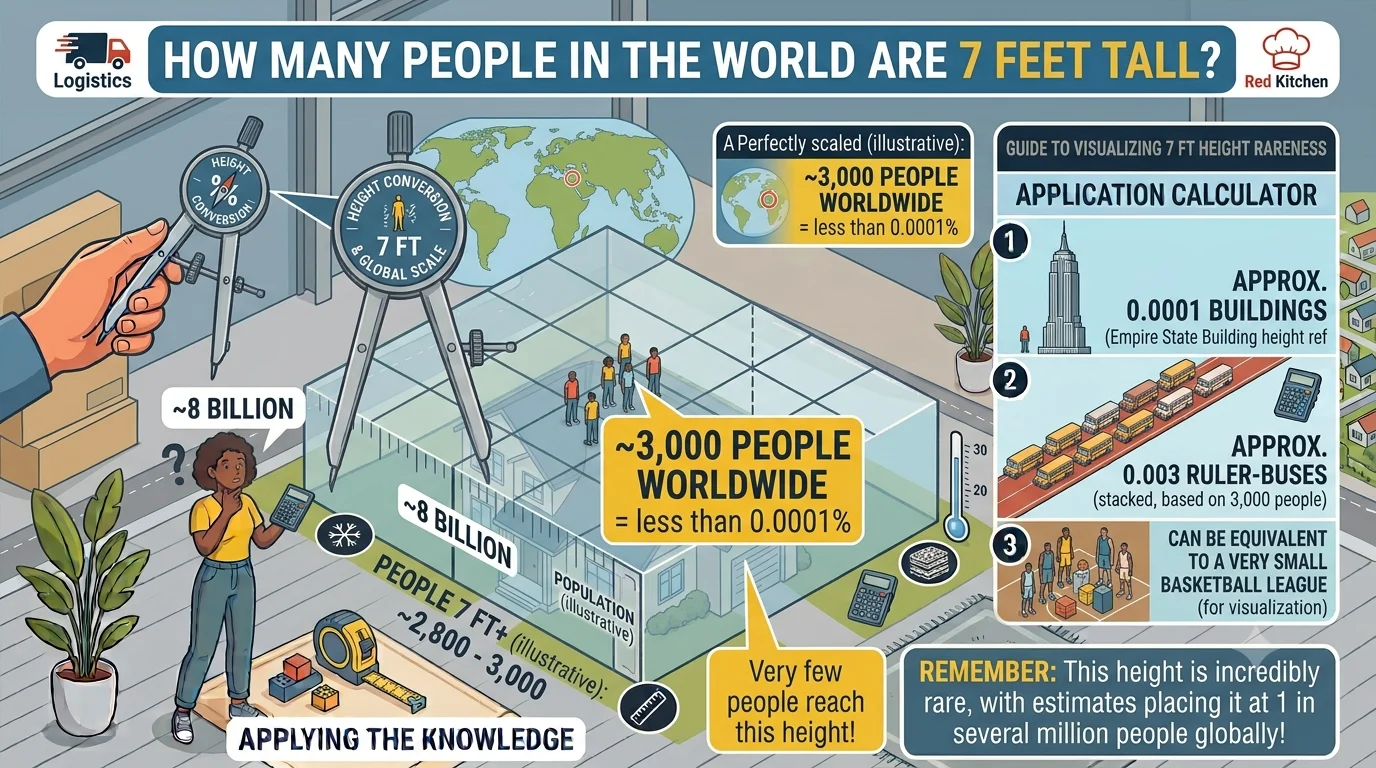Infographic is showing that How Many People in the World Are 7 Feet Tall?